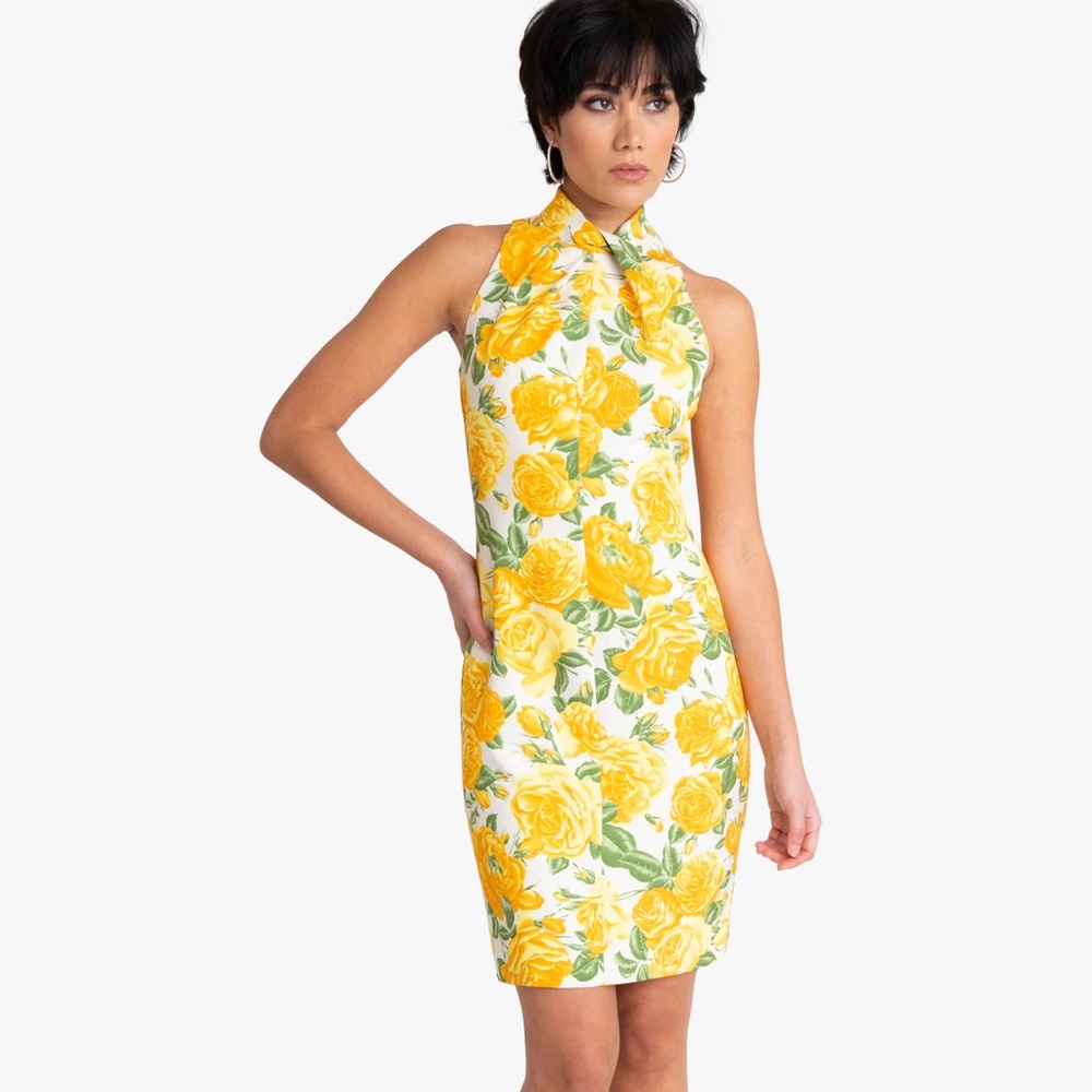 BLACK HALO Yellow Floral Dress Size 6